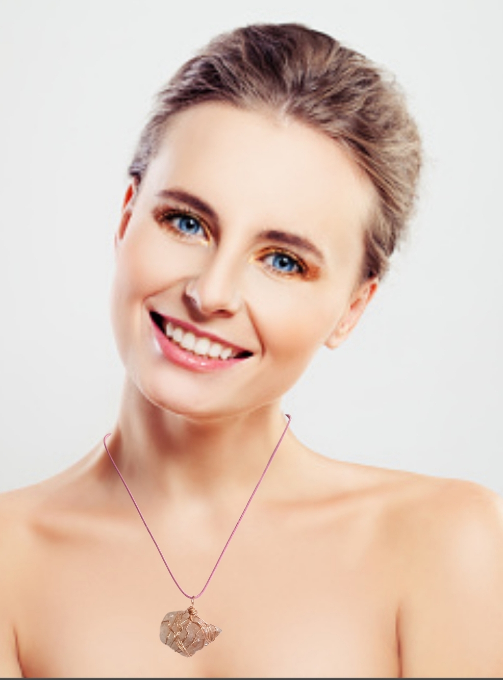 Minimalist Raw Pink Quartz Pendant with Cord Necklace | NWOT